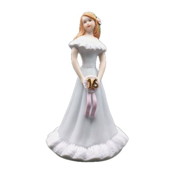 Enesco Other - Enesco Growing Up Birthday Girl Age 16  Porcelain Figurine Brunette 7x  4.5 VTG